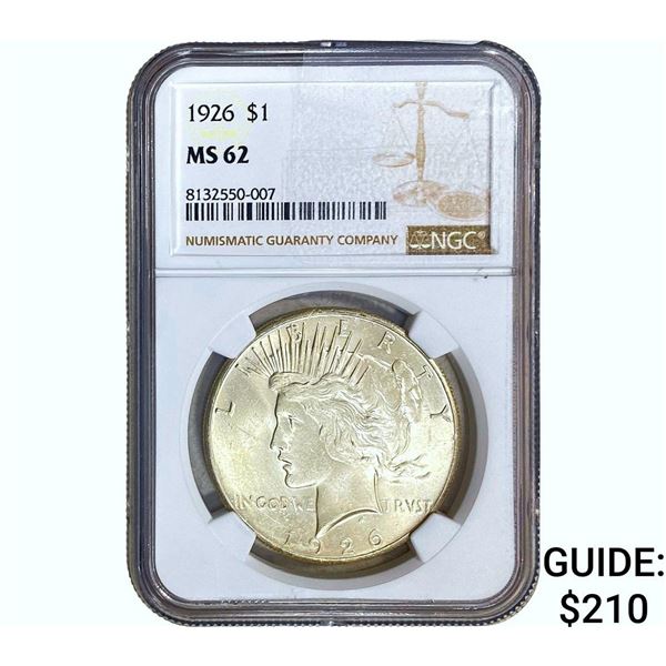 1926 Silver Peace Dollar NGC MS62