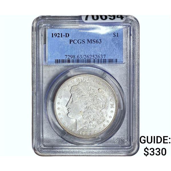 1921-D Morgan Silver Dollar PCGS MS63