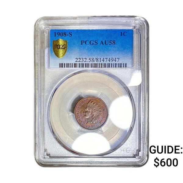 1908-S Indian Head Cent PCGS AU58