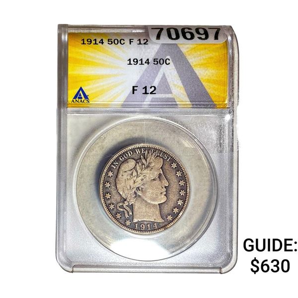 1914 Barber Half Dollar ANACS F12