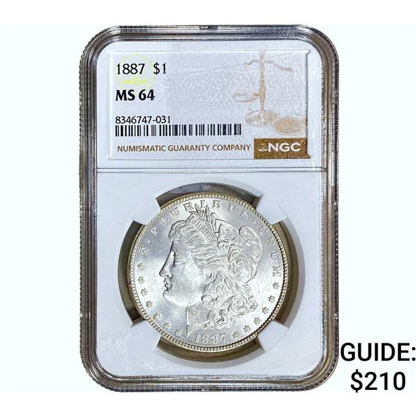 1887 Morgan Silver Dollar NGC MS64