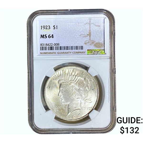 1923 Silver Peace Dollar NGC MS64