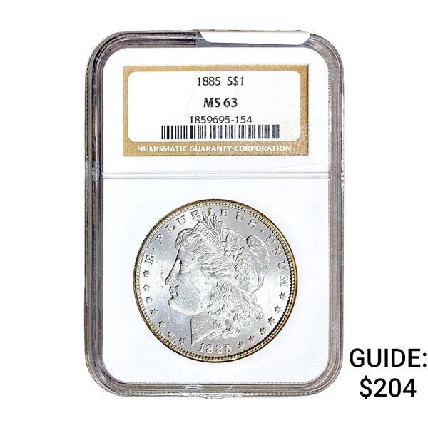 1885 Morgan Silver Dollar NGC MS63