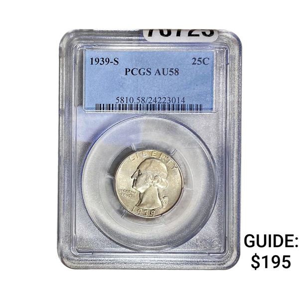 1939-S Washington Silver Quarter PCGS AU58