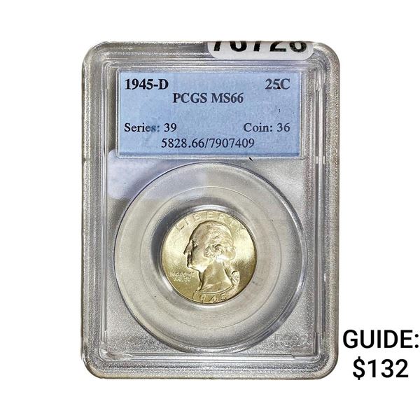 1945-D Washington Silver Quarter PCGS MS66