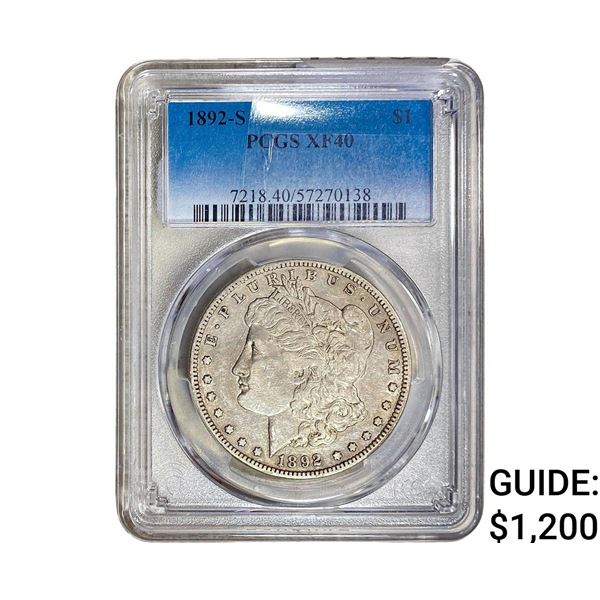 1892-S Morgan Silver Dollar PCGS XF40