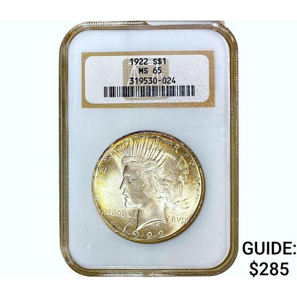 1922 Silver Peace Dollar NGC MS65