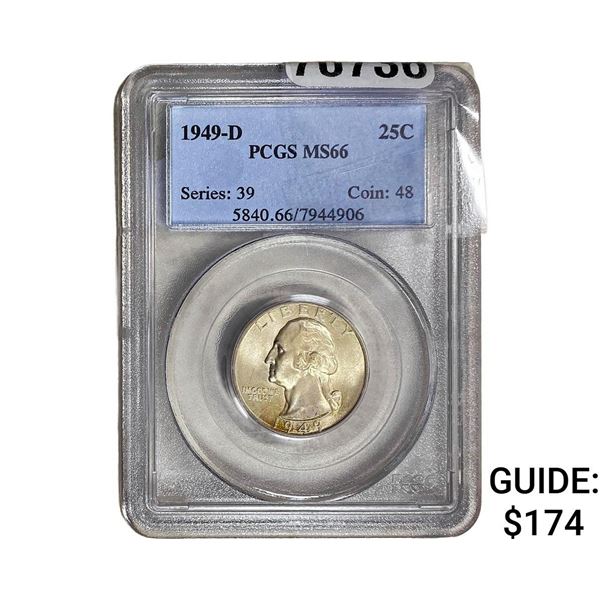 1949-D Washington Silver Quarter PCGS MS66