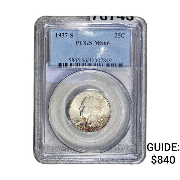 1937-S Washington Silver Quarter PCGS MS66