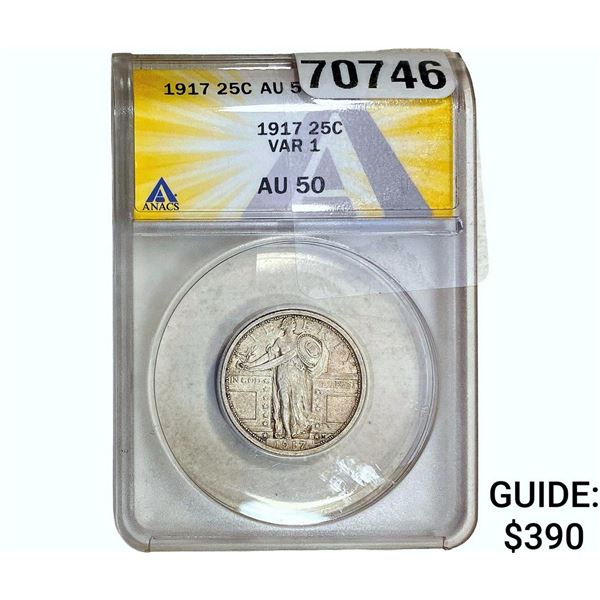 1917 Standing Liberty Quarter ANACS AU50