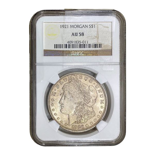 1921 Morgan Silver Dollar NGC AU58