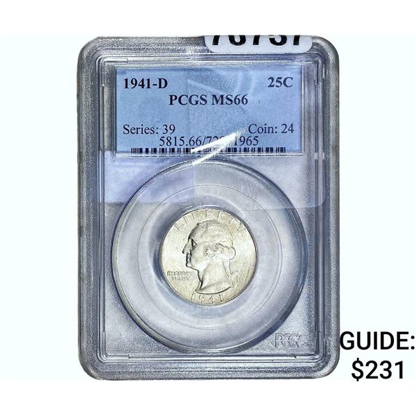 1941-D Washington Silver Quarter PCGS MS66