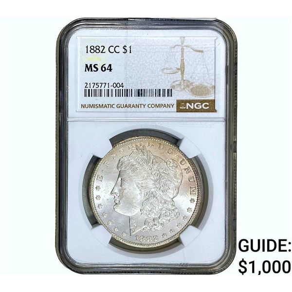 1882-CC Morgan Silver Dollar NGC MS64