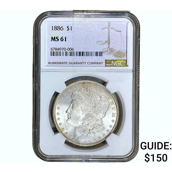 1886 Morgan Silver Dollar NGC MS61