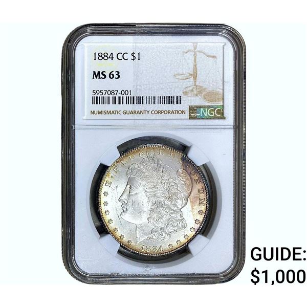 1884-CC Morgan Silver Dollar NGC MS63