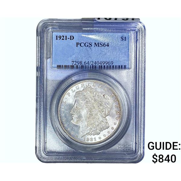 1921-D Morgan Silver Dollar PCGS MS64