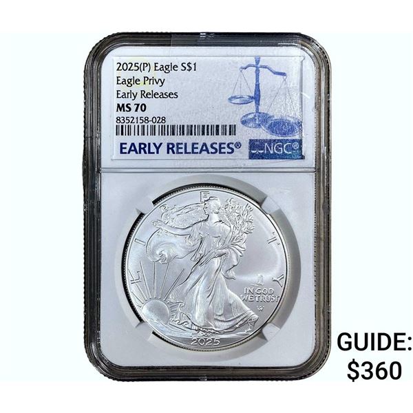 2025 Silver Eagle NGC MS70