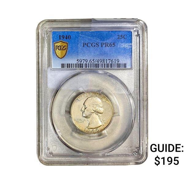 1940 Washington Silver Quarter PCGS PR65