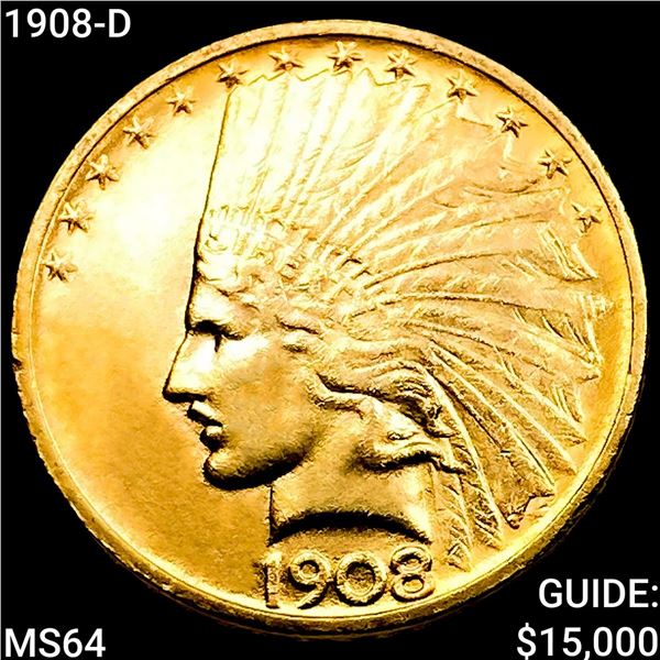 1908-D $10 Gold Eagle CHOICE BU