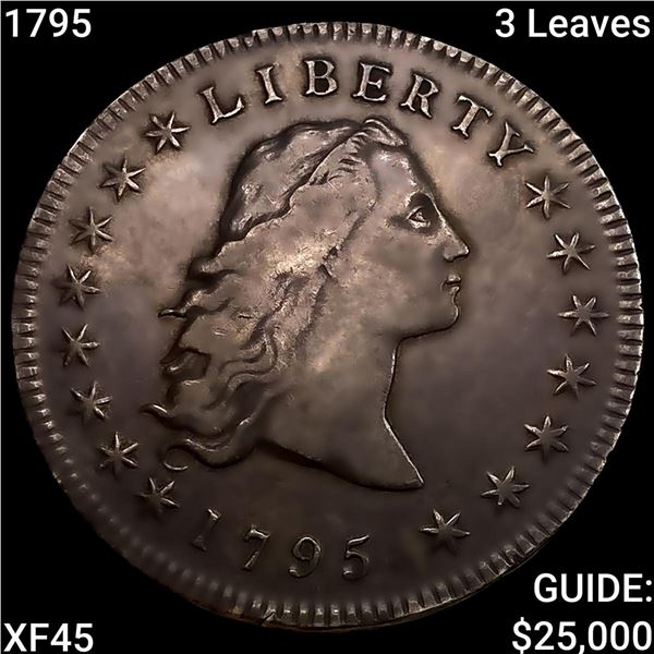 1795 3 Leaves Flowing Hair Dollar NEARLY UNCIRCULATED