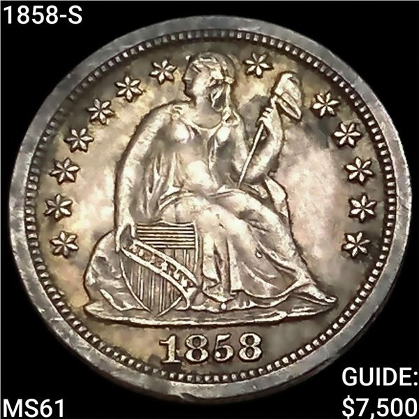 1858-S Seated Liberty Dime UNCIRCULATED