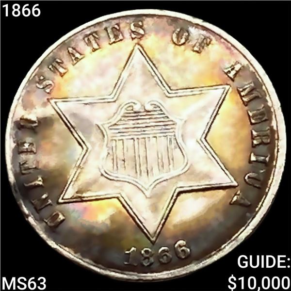 1866 Silver Three Cent CHOICE BU