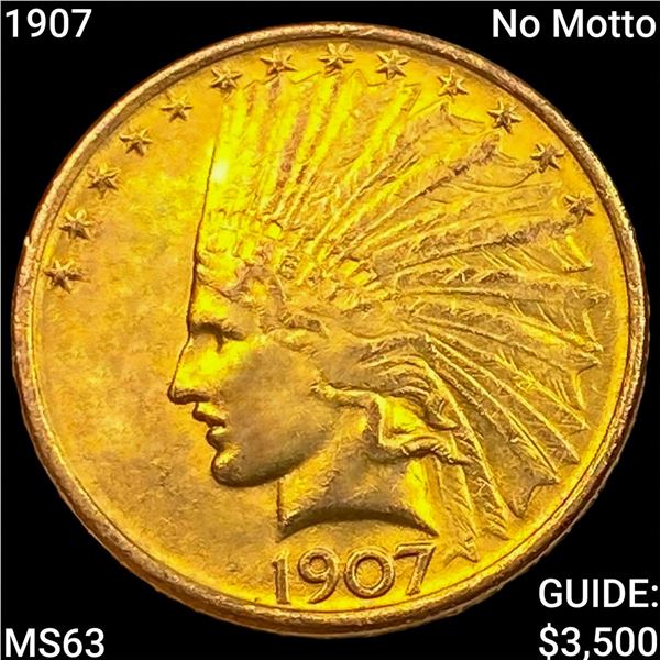 1907 No Motto $10 Gold Eagle CHOICE BU