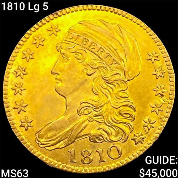 1810 Lg 5 $5 Gold Half Eagle CHOICE BU