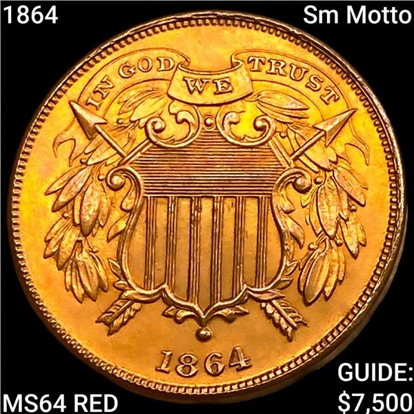 1864 Sm Motto Two Cent Piece CHOICE BU RD