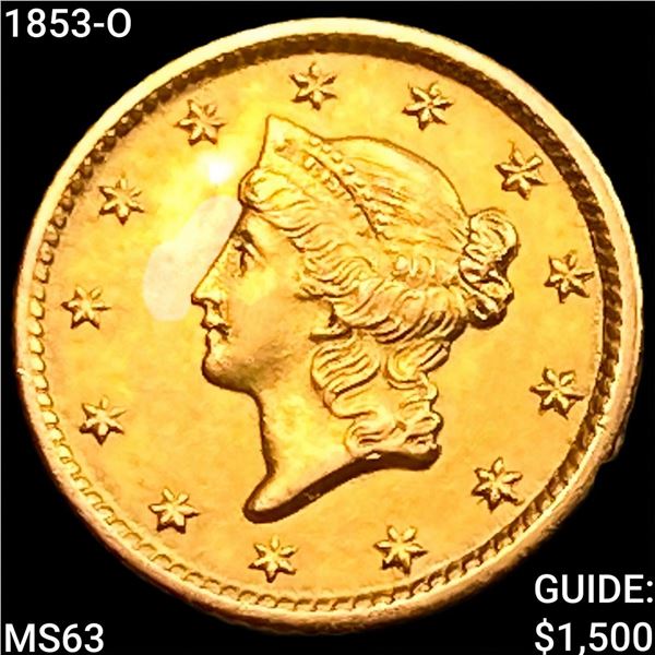 1853-O Rare Gold Dollar CHOICE BU