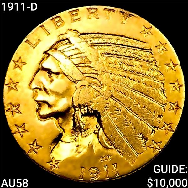 1911-D $5 Gold Half Eagle CHOICE AU