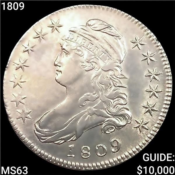 1809 Capped Bust Half Dollar CHOICE BU