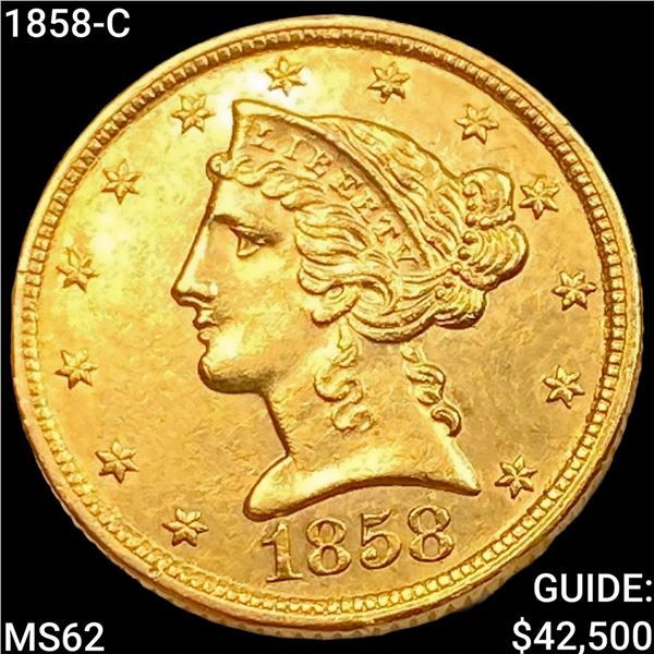 1858-C $5 Gold Half Eagle UNCIRCULATED