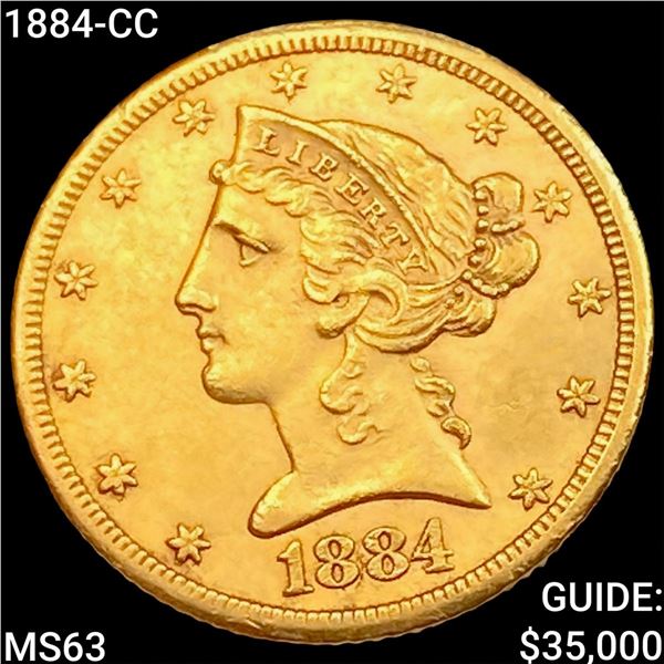 1884-CC $5 Gold Half Eagle CHOICE BU
