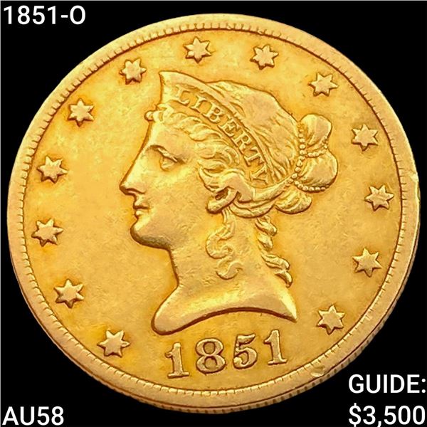 1851-O $10 Gold Eagle CHOICE AU
