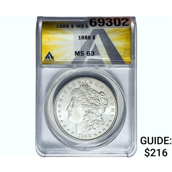 1888 Morgan Silver Dollar ANACS MS63