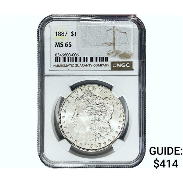 1887 Morgan Silver Dollar NGC MS65