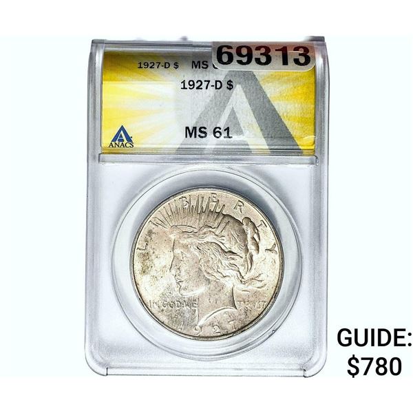 1927-D Silver Peace Dollar ANACS MS61