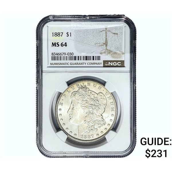 1887 Morgan Silver Dollar NGC MS64