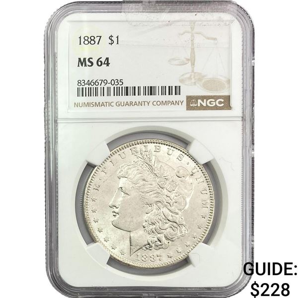 1887 Morgan Silver Dollar NGC MS64
