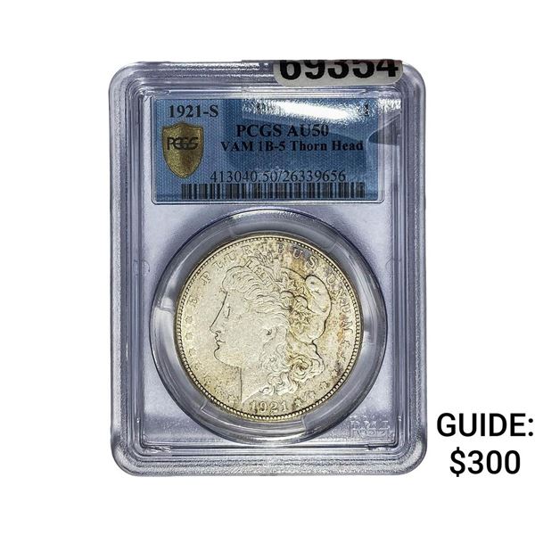 1921-S Morgan Silver Dollar PCGS AU50 VAM 1 B-5