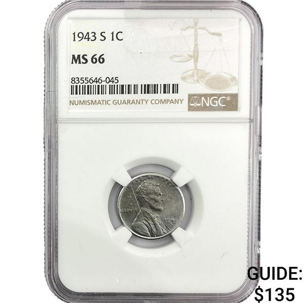 1943-S Wheat Cent NGC MS66