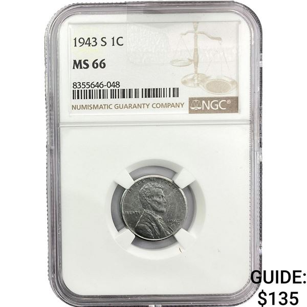 1943-S Wheat Cent NGC MS66