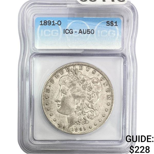 1891-O Morgan Silver Dollar ICG AU50