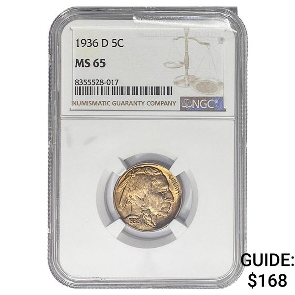 1936 D Buffalo Nickel NGC MS65