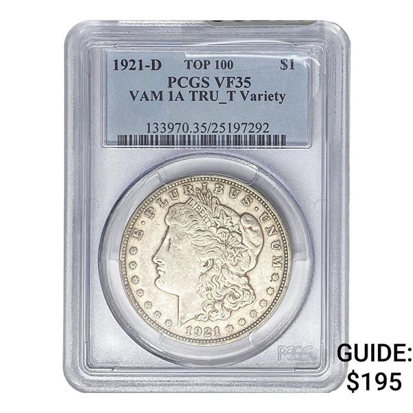 1921-D Morgan Silver Dollar PCGS VF35 VAM 1A