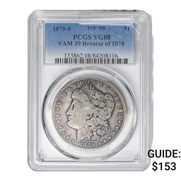 1879-S Rev of 1878 Morgan Silver Dollar PCGS VG08 VAM 39