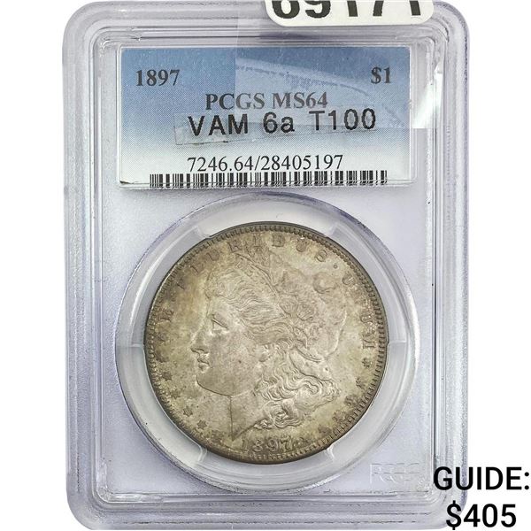 1897 Morgan Silver Dollar PCGS MS64 VAM 6 T100
