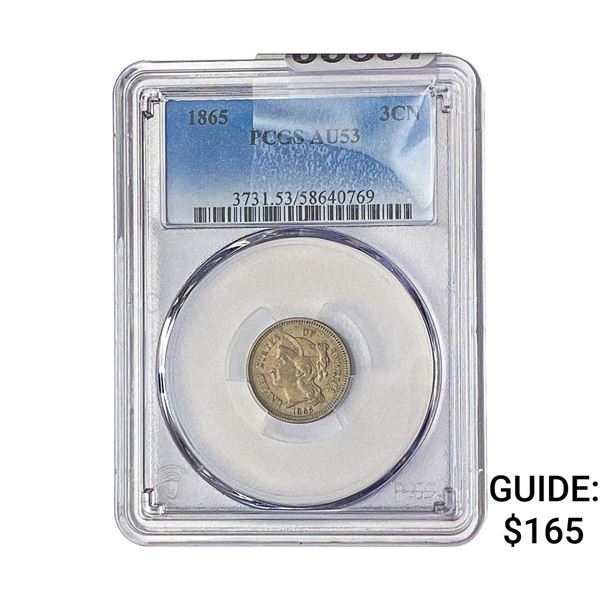 1865 Nickel Three Cent PCGS AU53