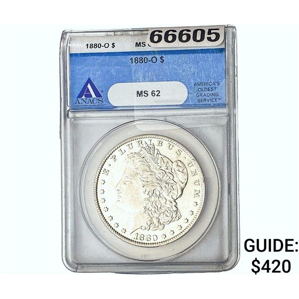 1880-O Morgan Silver Dollar ANACS MS62